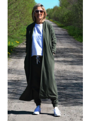 KAMA - long cardigan without fastening - khaki color