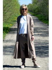 KAMA - langer Cardigan ohne Verschluss - Khaki-Farbe