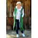DEEP - sleeveless long cardigan vest - green color