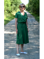 DIXIE - V-Ausschnitt Baumwolle Midi-Kleid - Grün