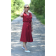 DIXIE - V-Ausschnitt Baumwolle Midi-Kleid - Burgund