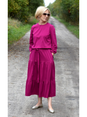 MARY - Midikleid aus Baumwolle - fuchsia