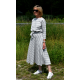 ADELA - Midi Flared cotton dress - denim