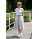 LUCY - Midi cotton dress - gray stripes
