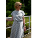 LUCY - Midi cotton dress - navy blue polka dots