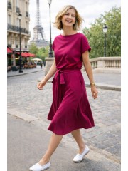LUCY - Midi cotton dress - navy blue polka dots