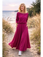 KORNELIA - LONG KNITTED DRESS - fuchsia