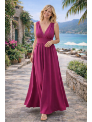 VESPER - long knitted dress - fuchsia