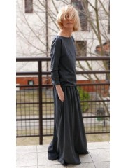 MAXIMA - cotton long dress with pockets