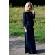 MAXIMA - cotton long dress with pockets - navy blue