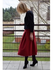 KARI - Cotton midi skirt - CLARET