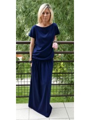 CLEO - long knitted dress - navy blue