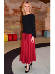 KLAUDIA - KNITTED SKIRT FROM THE WHEEL 7/8 - CLARET