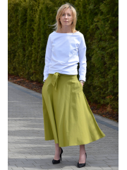 KLAUDIA - KNITTED SKIRT FROM THE WHEEL 7/8 - olive