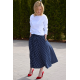 KLAUDIA - KNITTED SKIRT FROM THE WHEEL 7/8 - navy blue in polka dots