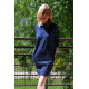 CARRIE - Cotton mini dress - tunic - navy blue in polka dots
