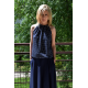 ATENA - Tied knit blouse navy blue in polka dots