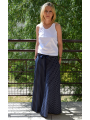 DRESCODE - long, cotton skirt with a bow or knit - in polka dots