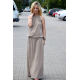 AMIRA - Maxi / long cotton dress - mocha in polka dots