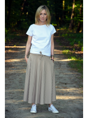 KLAUDIA - KNITTED SKIRT FROM THE WHEEL 7/8 - mocha in polka dots