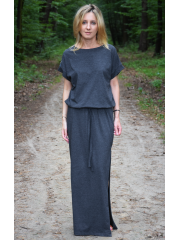 GREES - Cotton dress to the ground with belt