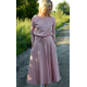 ADELA - Midi Flared cotton dress -mocha in polka dots