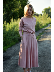 ADELA - Midi Ausgestelltes Kleid gestrickt - dreckig rosa