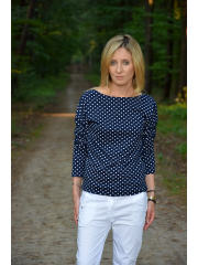 LONS - Knitted LONGSLEEVE, - navy blue in polka dots