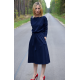 ROSE - cotton dress with belt - Navy blue