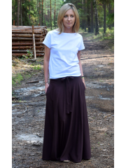 DRESCODE - long, cotton skirt with a bow or knit - chokolate