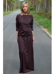 MAXIMA - gestrickten langen Kleid mit Taschen - schokolade