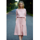 ROSE - cotton dress with belt - Navy blue