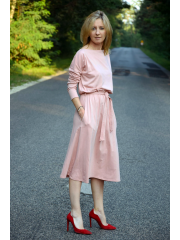 ROSE - cotton dress with belt - Navy blue