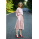 ROSE - cotton dress with belt - dirty pink