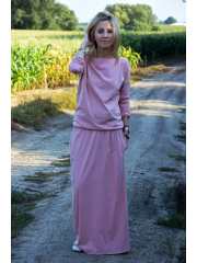 MAXIMA - gestrickten langen Kleid mit Taschen - schmutzig rosa
