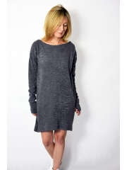 IRGA - COTTON DRESS WITH EXTENSIVE BACK - navy blue