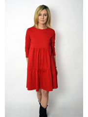 BLUM - midi dress with frills - red