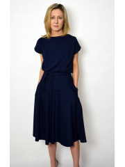 LUCY - Midi Ausgestelltes Kleid gestrickt - marineblau