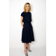 LUCY - Midi Flared cotton dress - navy blue