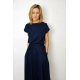 LUCY - Midi Flared cotton dress - navy blue