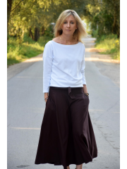 KLAUDIA - cotton SKIRT FROM THE WHEEL 7/8 - chocolate