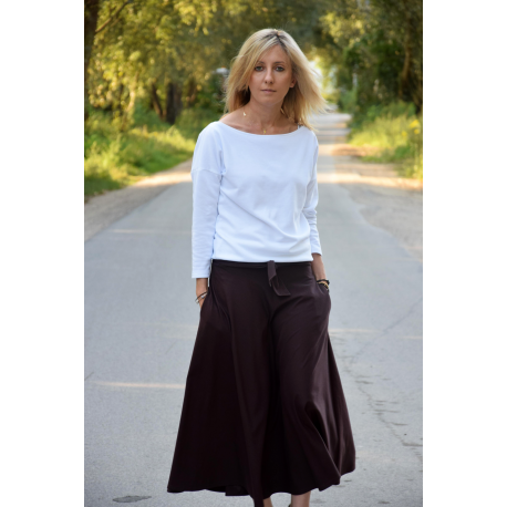 KLAUDIA - cotton SKIRT FROM THE WHEEL 7/8 - chocolate