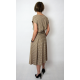 LUCY - Midi Flared cotton dress - mocha in polka dots