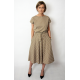 LUCY - Midi Flared cotton dress - mocha in polka dots