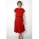 LUCY - Midi Flared cotton dress - red