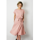 LUCY - Midi Flared cotton dress - dirty pink