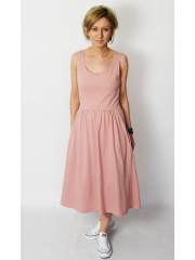 MEGAN - midi dress with straps - dirty pink
