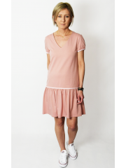IBIZA - cotton dress with a frill - dirty pink