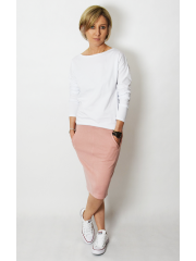 OLGA - midi cotton skirt with pockets - dirty pink