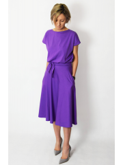 LUCY - Midi Flared cotton dress - violet